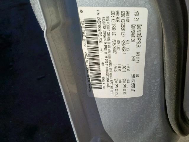 2A8GM68X07R212235 - 2007 CHRYSLER PACIFICA T SILVER photo 10