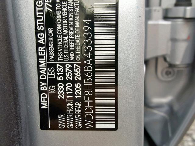 WDDHF8HB6BA433394 - 2011 MERCEDES-BENZ E 350 4MAT SILVER photo 10