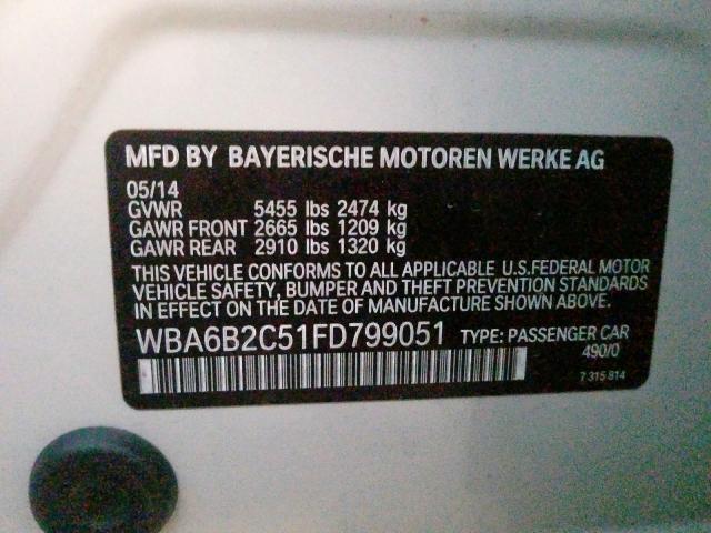 WBA6B2C51FD799051 - 2015 BMW 650 I GRAN COUPE  photo 10