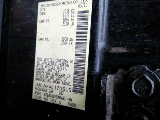 1N4CL2AP5AC170615 - 2010 NISSAN ALTIMA HYBRID  photo 10