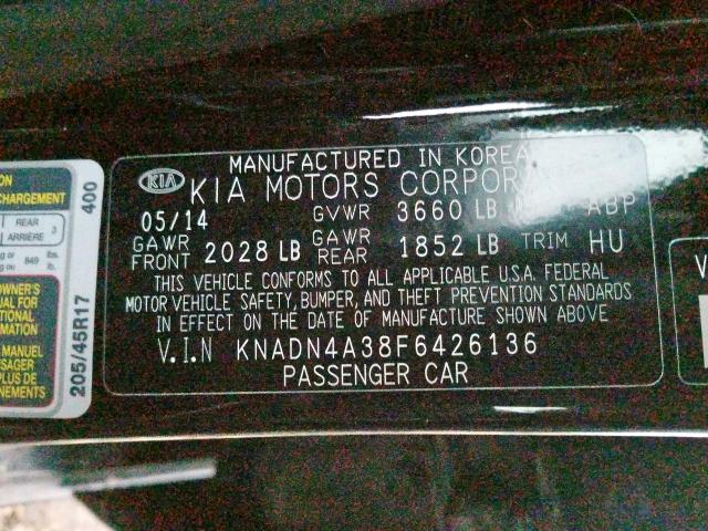 KNADN4A38F6426136 - 2015 KIA RIO EX  photo 10