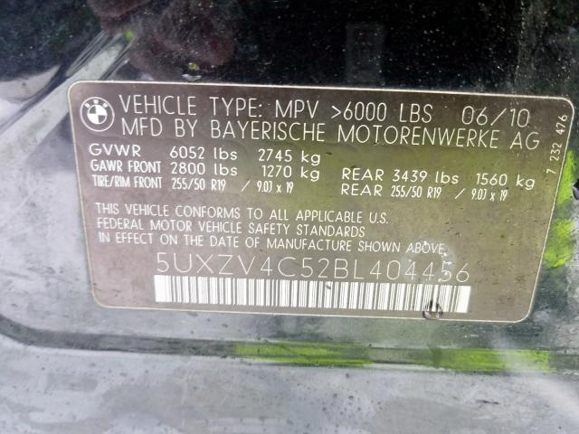 5UXZV4C52BL404456 - 2011 BMW X5 XDRIVE35I  foto 10