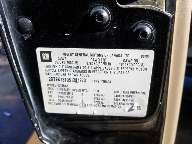 2GTEK13T951381273 - 2005 GMC NEW SIERRA K1500  photo 10