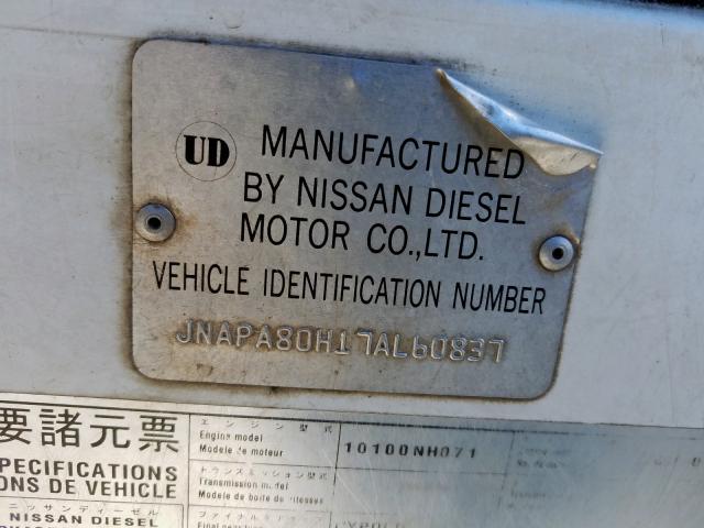 JNAPA80H17AL60837 - 2007 NISSAN DIESEL UD2600  photo 10