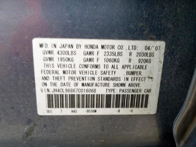 JH4CL96867C016068 - 2007 ACURA TSX  ფოტო 10