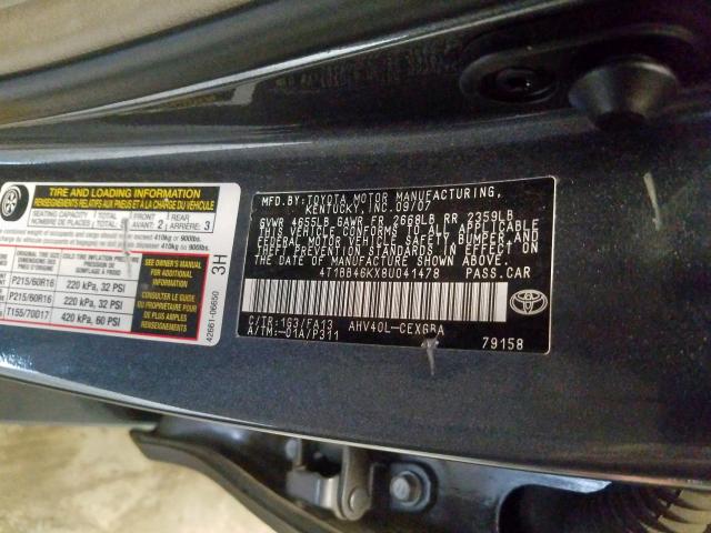 4T1BB46KX8U041478 - 2008 TOYOTA CAMRY HYBRID  photo 10