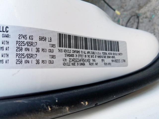 2C4RDGCG4FR541452 - 2015 DODGE GRAND CARAVAN SXT  photo 10