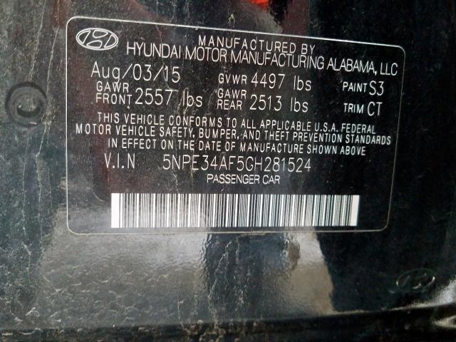 5NPE34AF5GH281524 - 2016 HYUNDAI SONATA SPORT  photo 10