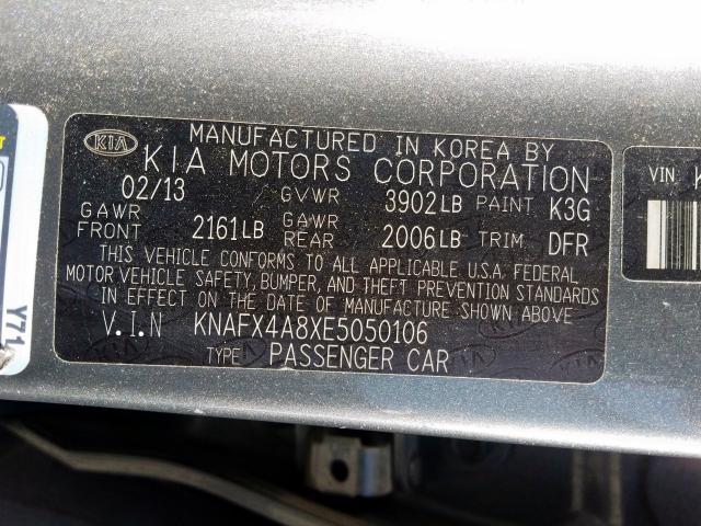 KNAFX4A8XE5050106 - 2014 KIA FORTE EX  photo 10