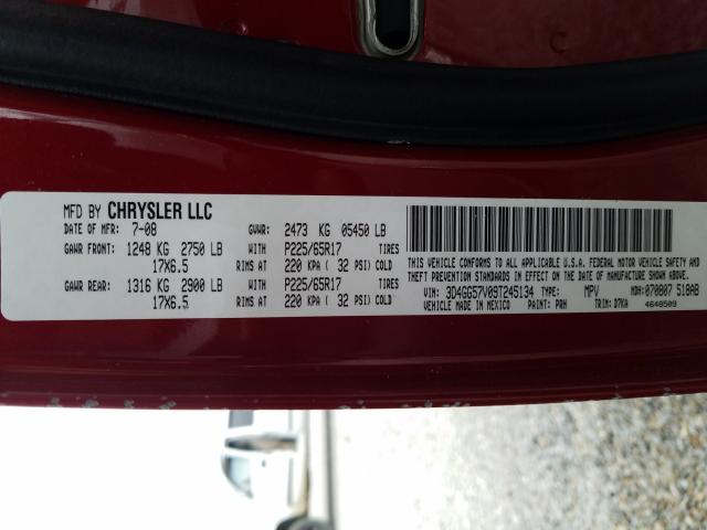 3D4GG57V09T245134 - 2009 DODGE JOURNEY SXT  photo 10