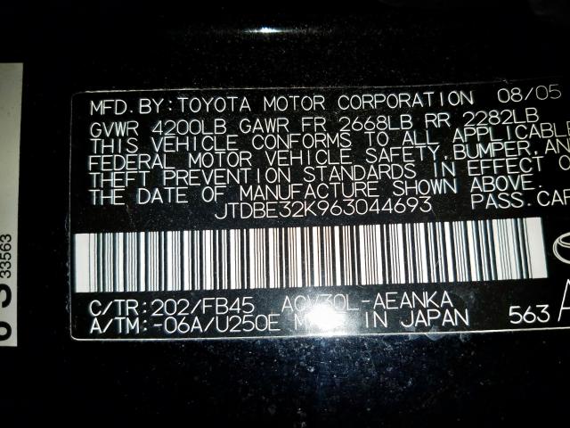 JTDBE32K963044693 - 2006 TOYOTA CAMRY LE  photo 10