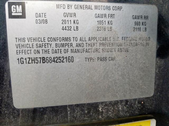 1G1ZH57B684252160 - 2008 CHEVROLET MALIBU 1LT  照片 10