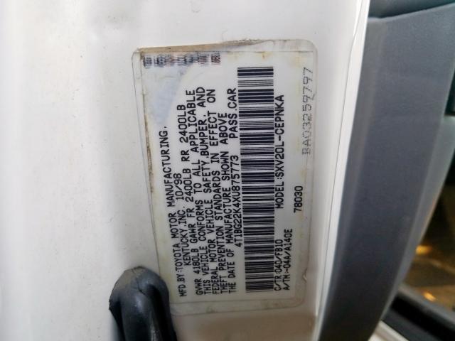 4T1BG22K4XU875773 - 1999 TOYOTA CAMRY CE  photo 10