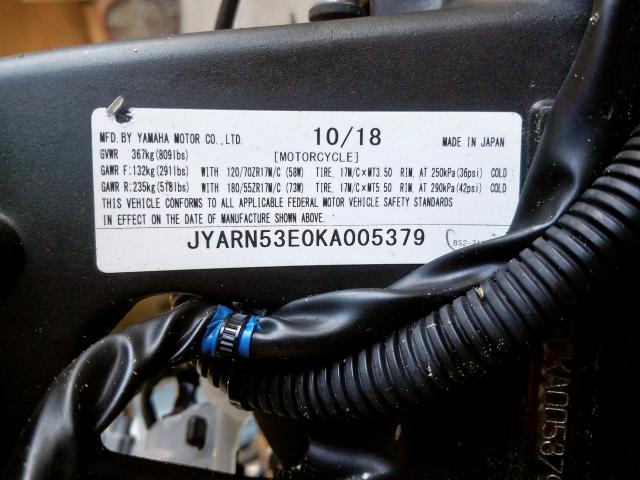 JYARN53E0KA005379 - 2019 YAMAHA MT09  photo 10