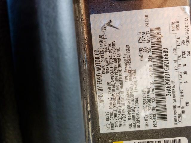 3FA6P0HD1GR216680 - 2016 FORD FUSION SE  photo 10