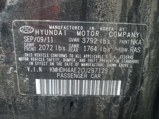 KMHDH4AE2CU297129 - 2012 HYUNDAI ELANTRA GLS  photo 10