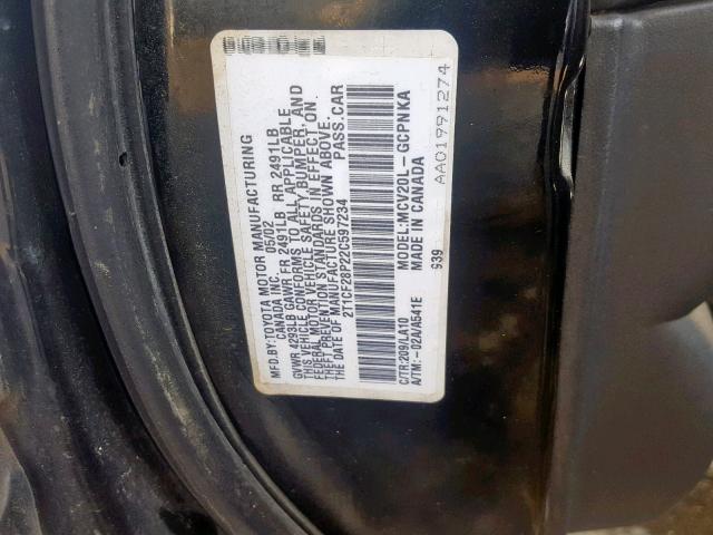 2T1CF28P22C597234 - 2002 TOYOTA CAMRY SOLARA SE  photo 10