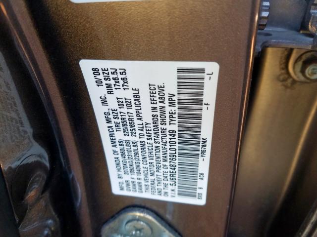 5J6RE48769L010149 - 2009 HONDA CR-V EXL  photo 10