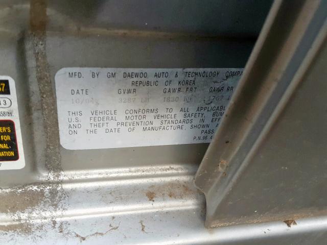 KL1TD62635B336217 - 2005 CHEVROLET AVEO BASE  ფოტო 10