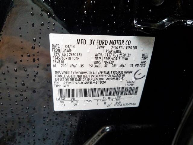 2FMDK3JC2EBA61826 - 2014 FORD EDGE SEL  photo 10