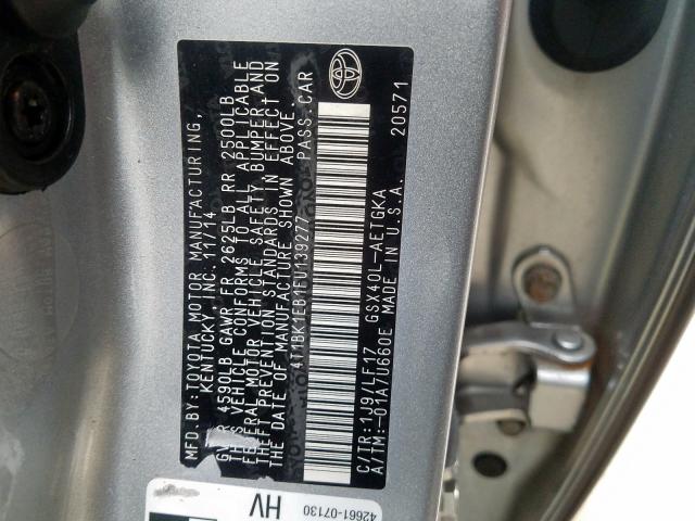 4T1BK1EB1FU139277 - 2015 TOYOTA AVALON XLE  photo 10