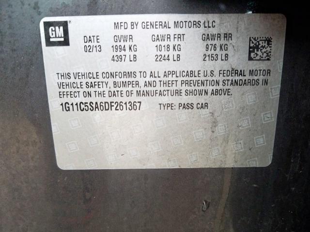 1G11C5SA6DF261367 - 2013 CHEVROLET MALIBU 1LT  照片 10