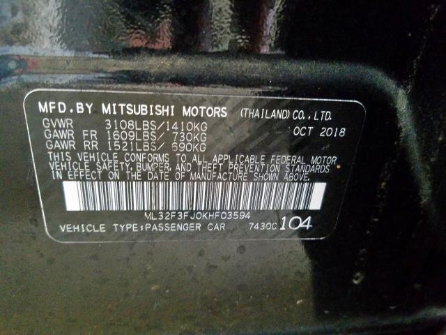 ML32F3FJ0KHF03594 - 2019 MITSUBISHI MIRAGE G4 ES  photo 10