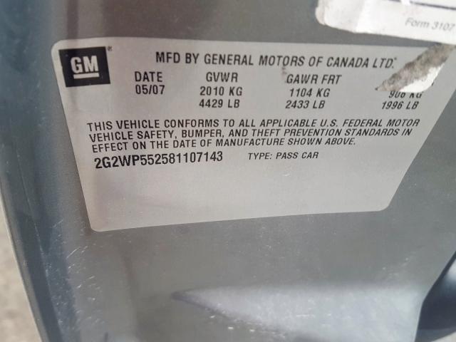 2G2WP552581107143 - 2008 PONTIAC GRAND PRIX  фото 10