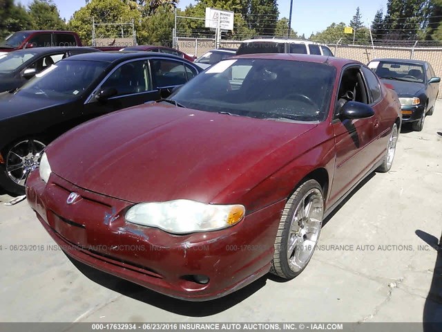 2G1WW12E749138372 - 2004 CHEVROLET MONTE CARLO LS RED photo 2