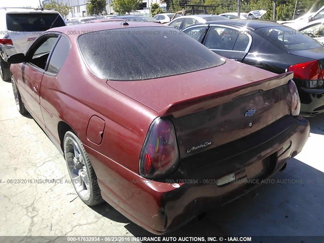 2G1WW12E749138372 - 2004 CHEVROLET MONTE CARLO LS RED photo 3