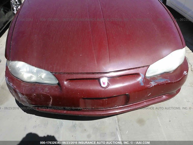 2G1WW12E749138372 - 2004 CHEVROLET MONTE CARLO LS RED photo 6