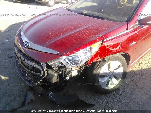 KMHEC4A41DA070544 - 2013 HYUNDAI SONATA HYBRID RED photo 6