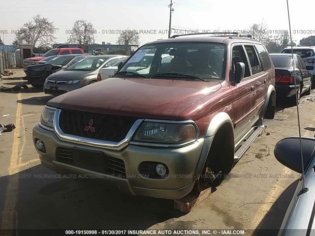 JA4MT31H7YP013338 - 2000 MITSUBISHI MONTERO SPORT LS/SPORT XLS BURGUNDY photo 2