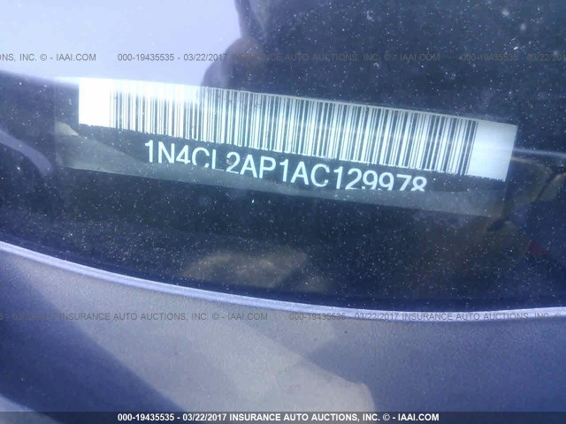 1N4CL2AP1AC129978 - 2010 NISSAN ALTIMA HYBRID SILVER photo 9