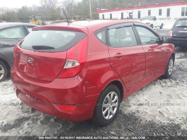 KMHCT5AE9EU193451 - 2014 HYUNDAI ACCENT GLS/GS RED photo 4