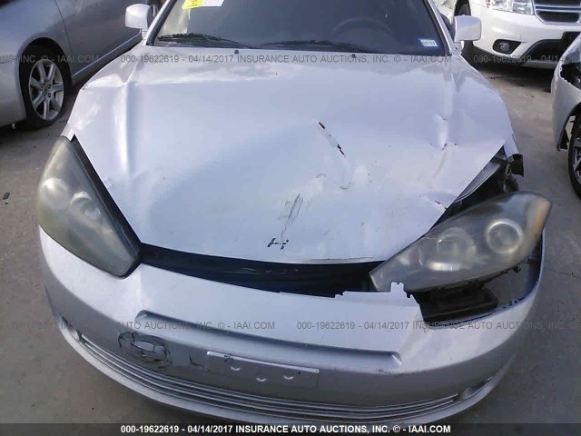 KMHHM66D68U292807 - 2008 HYUNDAI TIBURON GS SILVER photo 6