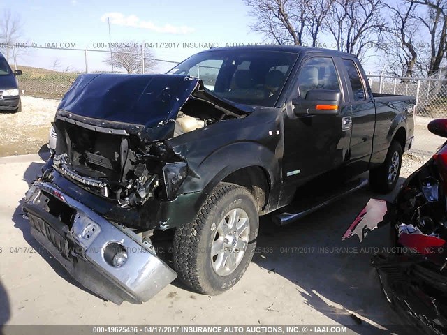 1FTFX1ET4DKD07311 - 2013 FORD F150 SUPER CAB GREEN photo 2