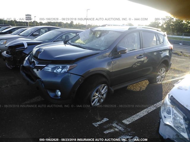 2T3DFREV9DW051927 - 2013 TOYOTA RAV4 LIMITED BLUE photo 2