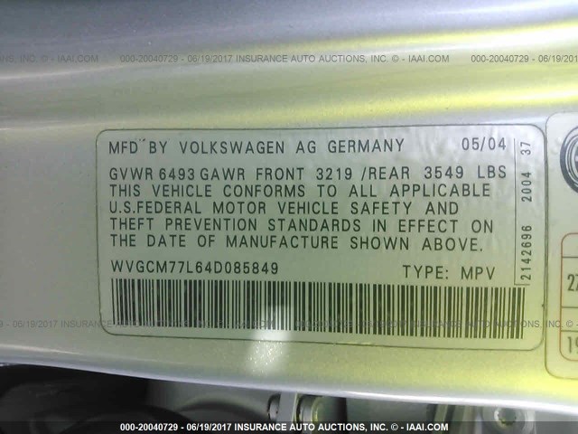 WVGCM77L64D085849 - 2004 VOLKSWAGEN TOUAREG 4.2 GRAY photo 9