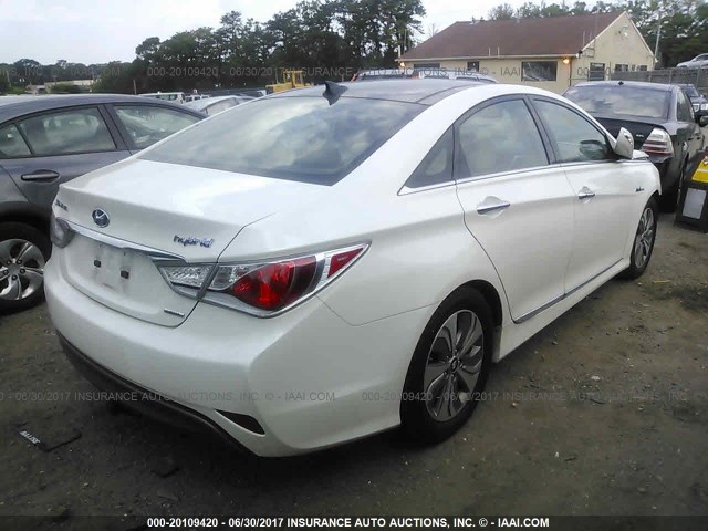 KMHEC4A48DA068306 - 2013 HYUNDAI SONATA HYBRID WHITE photo 4