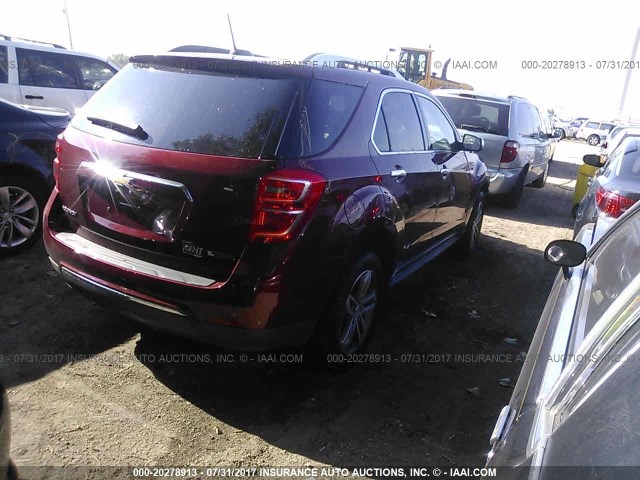 2GNALDEK4H1552279 - 2017 CHEVROLET EQUINOX PREMIER MAROON photo 4