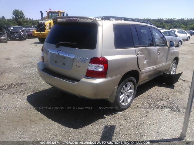 JTEEW21A370046757 - 2007 TOYOTA HIGHLANDER HYBRID GOLD photo 4