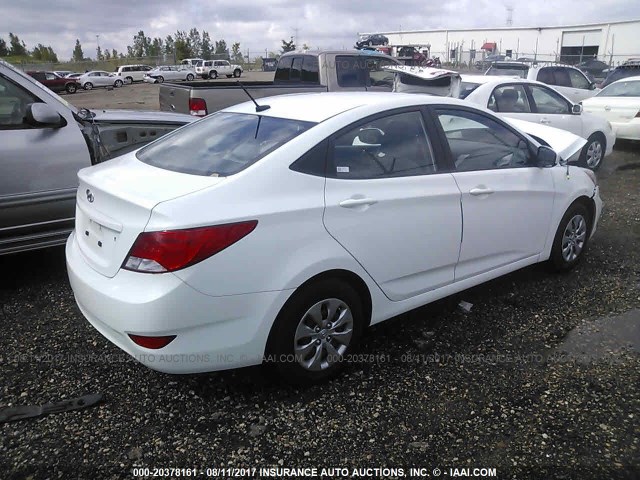 KMHCT4AE9GU012555 - 2016 HYUNDAI ACCENT SE WHITE photo 4