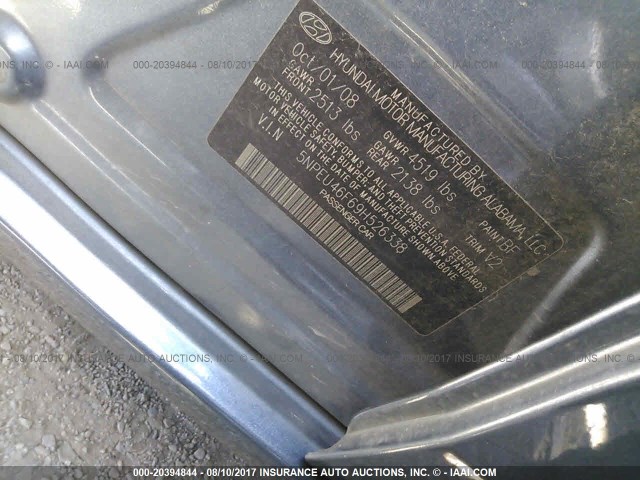 5NPEU46F69H526338 - 2009 HYUNDAI SONATA SE/LIMITED GRAY photo 9