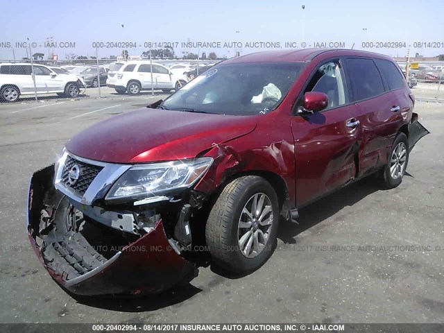 5N1AR2MN6EC601815 - 2014 NISSAN PATHFINDER S/SV/SL/PLATINUM RED photo 2