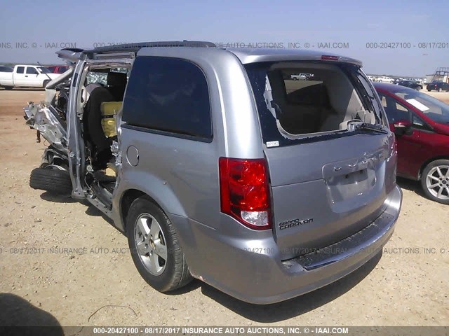 2C4RDGCG4DR581527 - 2013 DODGE GRAND CARAVAN SXT SILVER photo 3