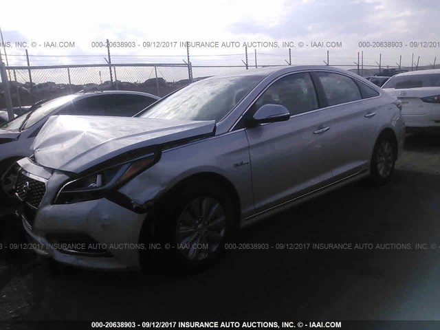 KMHE24L13GA010954 - 2016 HYUNDAI SONATA HYBRID/SE SILVER photo 2