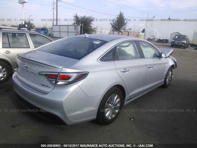 KMHE24L13GA010954 - 2016 HYUNDAI SONATA HYBRID/SE SILVER photo 4