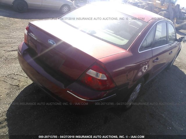 1FAFP23155G174723 - 2005 FORD FIVE HUNDRED SE MAROON photo 4