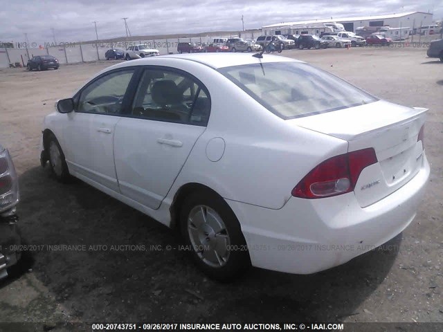 JHMFA362X7S030721 - 2007 HONDA CIVIC HYBRID WHITE photo 3